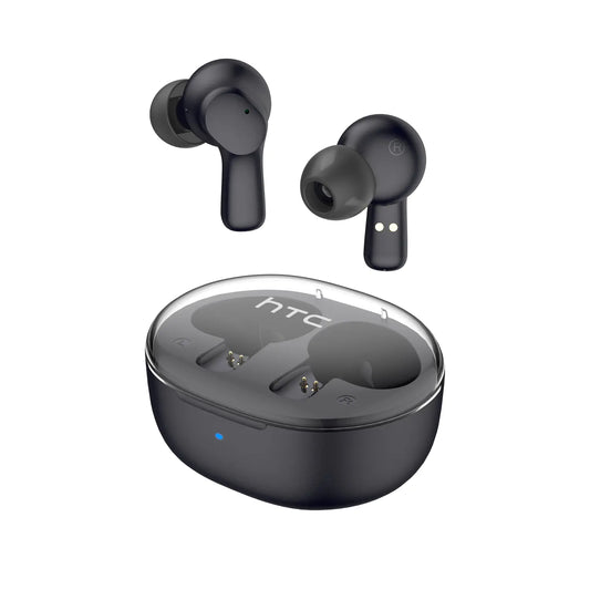 HTC True Wireless Earbuds 1 Bluetooth 5.3 Earphones, in-Ear Headphone ENC Noise Cancellation with Transparent Charging Case, 32-Hour Playtime/Built-in Mic/Touch Control