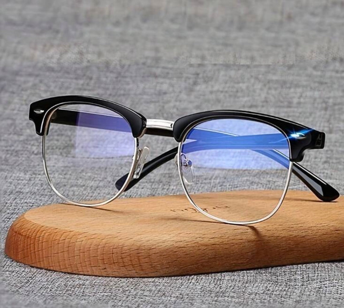 Anti-blue light glasses black metal frame anti-fatigue lenses modern Y2K computer glasses unisex